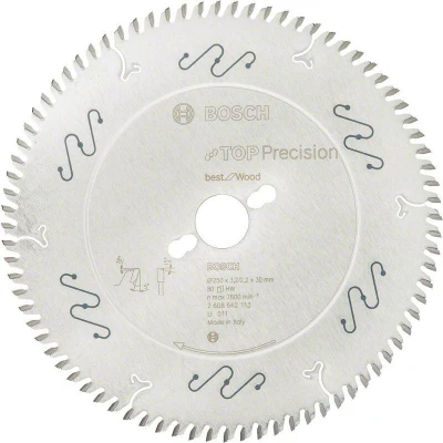 Image de BOSCH 2608642113 lame de scie circulaire Top Precision Best for Wood, 250 x 30 3.2 mm, 80T