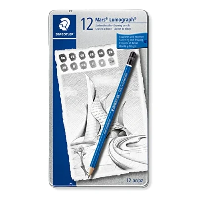 Image de Mars® Lumograph® Boîte métal 12 Crayons à papier graphite assortis