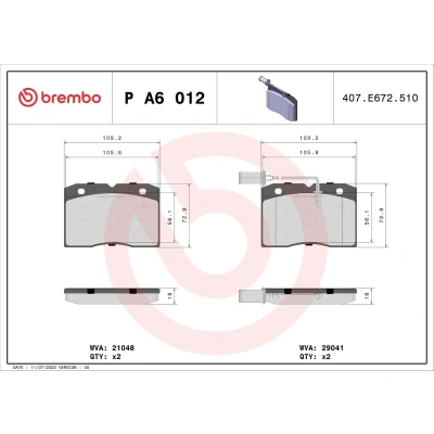 Afbeelding van Brembo Remblokset P A6 012