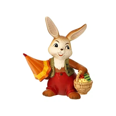 Afbeelding van Goebel Pasen Decoratief beeld / figuur Haas Ik ben er zo Aardewerk 15cm paashaas