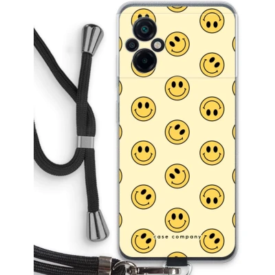 Afbeelding van Case Company® hoesje met Koord geschikt voor Xiaomi Poco M5 Smiley N2 Telefoonhoesje Zwart Bescherming aan alle Kanten en Over de Schermrand