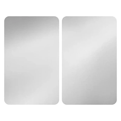 Image de WENKO Plaque de Recouvrement Universelle Mod Argent, réglable en hauteur pour tout type cuisinière, planche à découper et protection anti éclaboussures, verre, 30 x 52 cm, 2 pièces