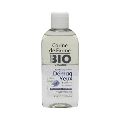 Afbeelding van Corine de Farme Bi Fase Bio make up remover Lotion Verwijdert Waterproof, Speciaal ontwikkeld voor het verwijderen van oogmake ECOCERT gecertificeerde biologische 150 ml