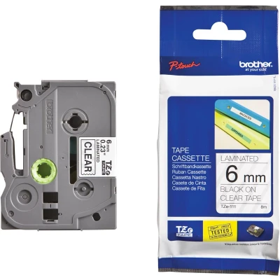 Afbeelding van Brother TZe 111 Tape Zwart op transparant (6 mm)