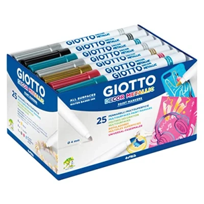 Afbeelding van Giotto Schoolpack 24 Fibre Pens Decor Metal Colors (8 X Gold, 7 Silver, 3 Magenta, Bronze, Blue)