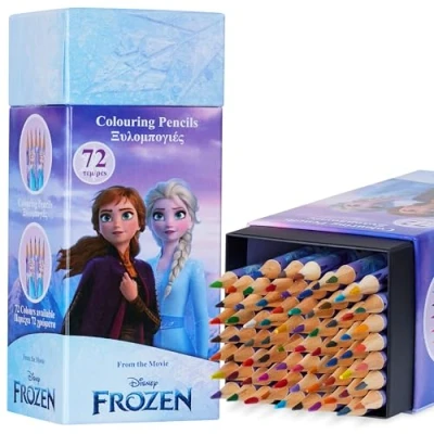 Afbeelding van Disney kleurpotloden voor kinderen, set met 72 tekenen en kleuren, verschillende kleuren (violet Elsa)