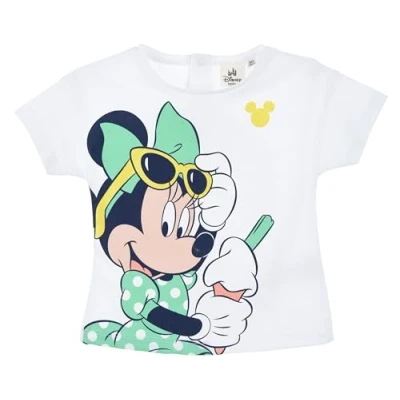 Afbeelding van Minnie Mouse T shirt met korte mouwen voor babymeisjes, Wit.