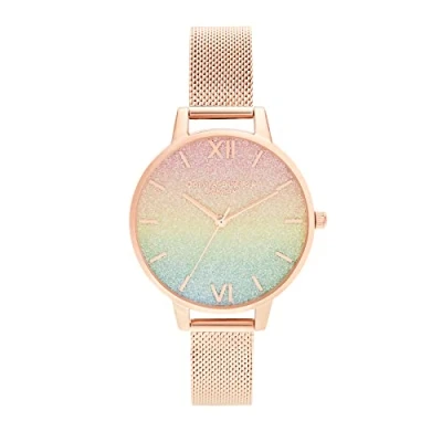 Afbeelding van Olivia Burton Analoog kwartshorloge met roségouden roestvrijstalen band voor dames OB16RB18, regenboogkleur, armband, regenboog kleur, Armband