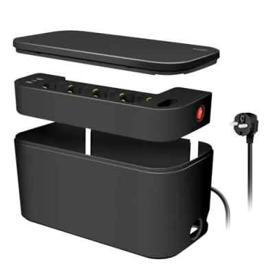Afbeelding van LogiLink LPS282U Kabelbox met 5 voudige stekkerdoos en 3 USB poorten, kleur: zwart