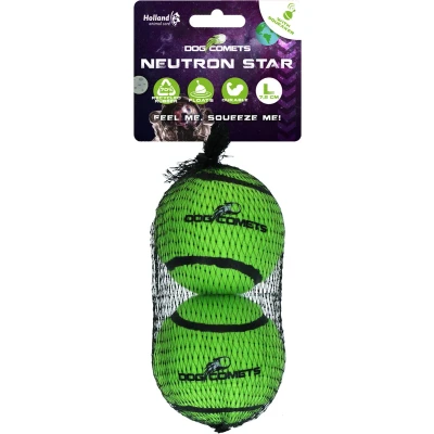 Afbeelding van Dog Comets Neutron Star Hondenbal met Pieper Ø 7,5 cm Hondenspeelgoed tennisbal Stuiterende Groen 2 stuks