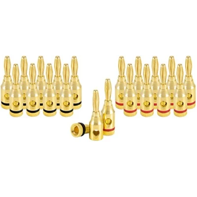 Afbeelding van Poppstar 20 x High End Bananenstekker (2 delig), voor Luidsprekerkabel (tot 4 mm²), luidsprekers, Luidspreker, AV ontvanger, 24K Verguld (10 zwart, 10 rood)
