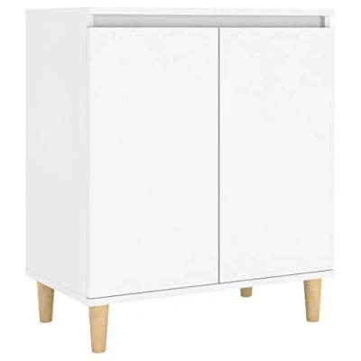 Afbeelding van vidaXL Dressoir met massief houten poten wit bewerkt hout