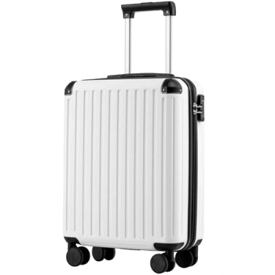 Afbeelding van COOLIFE cabinekoffer 55 x 35 20 cm voor Ryanair vliegtuig, handbagage, cabinebagage, Harde koffer met TSA slot en 4 dubbele wielen, Wit, Reiskoffer