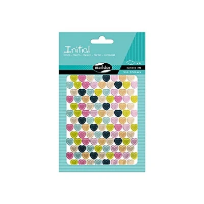 Afbeelding van Maildor AE171C een zakje met initiële stickers, 4 vellen, 10,5 x 16 cm, mini harten van metaal pastel (544 stickers)