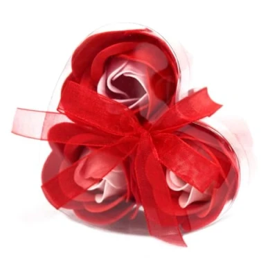 Afbeelding van Zeep bloemen Hart box Mini Rode rozen 3 stuks in
