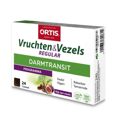 Afbeelding van 20% korting Ortis Vruchten &amp; Vezels Regular Darmtransit (24 Blokjes)