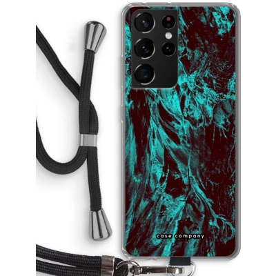 Afbeelding van Case Company® hoesje met Koord geschikt voor Samsung Galaxy S21 Ultra Ice Age Telefoonhoesje Zwart Bescherming aan alle Kanten en Over de Schermrand