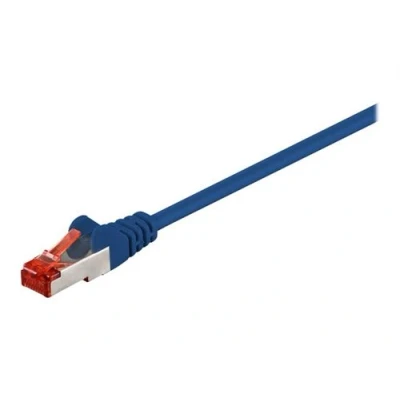 Image de wentronic Cordon de raccordement RJ 45 (M) pour 15 cm SFTP, PiMF CAT 6 sans halogène, rond, bloqué bleu