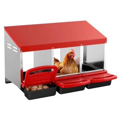 Image de VEVOR Pondoir à Poules 3 Compartiments Boîte en Métal avec Nichoirs Inclinés