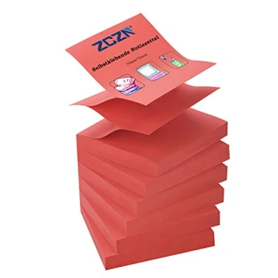 Afbeelding van ZCZN Z Notes zelfklevende notitieblaadjes 76 x mm, 80 vellen per blok, notities 480 vellen, rood