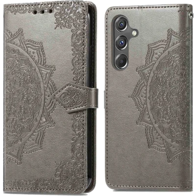 Afbeelding van iMoshion Hoesje Geschikt voor Samsung Galaxy A15 (4G) / (5G) Met Pasjeshouder Mandala Bookcase Grijs