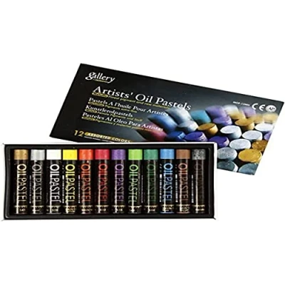 Afbeelding van Gallery Oliepastel, dikte 11 mm, l: 7 cm, 12 stuks, metallic kleuren