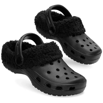 Afbeelding van CityComfort Winterklompen met sherpa voering voor meisjes, cadeaus kinderen, zwart.