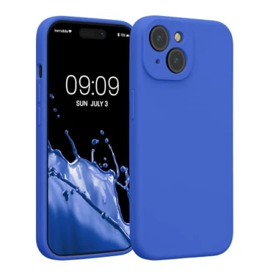 Afbeelding van kwmobile telefoonhoesje geschikt voor Apple iPhone 15 TPU backcover met siliconen coating Smartphone case in Baltisch blauw