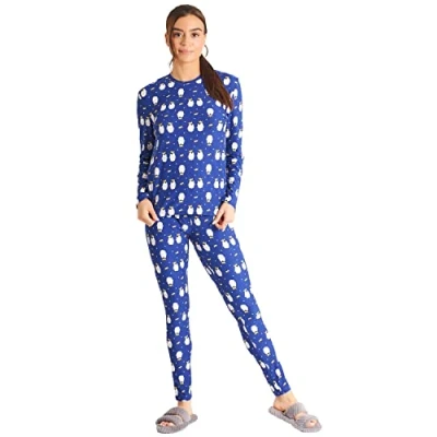 Afbeelding van Super zachte jersey pyjama met lange mouwen voor dames, pinguïn