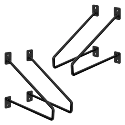 Afbeelding van ML Design 4 stuks plankbeugel 220 mm, zwart, gemaakt van staal, haarspeld plankbeugels, zwevende plankbeugel, wandbeugel, planksteun voor wandmontage, industriële wandplank, wandbeugel
