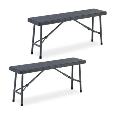 Afbeelding van Relaxdays bierbank campingbank inklapbaar bankje bierbankset 102 cm set van 2