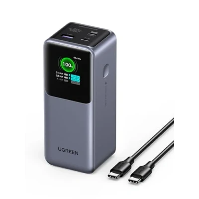 Afbeelding van UGREEN Nexode Power Bank 20000mAh 130W met 3 poorten, externe accu digitaal display, USB C PD 3.0, compatibel iPhone 15/14 Pro Max, Galaxy S24 Ultra, Macbook Pro, Dell, meer