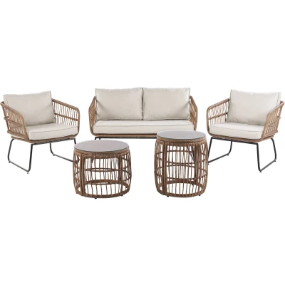 Afbeelding van Beliani RAVELLO Loungeset voor 4 Beige PE rotan