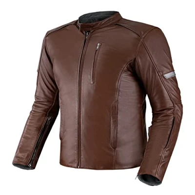 Afbeelding van SHIMA HUNTER+ 2.0 motorjas voor heren, vintage van leer A+ geventileerd met rug , schouder en elleboogbeschermers, dubbele versterkte naden (donkerbruin, L)