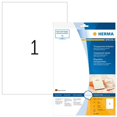 Afbeelding van Etiket HERMA 8964 210x297mm transparant glanzend 10stuks
