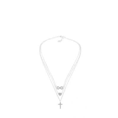 Afbeelding van Elli Infinity HERZ Kreuz Kristall Ketting, Dames, Maat: 40, Silber