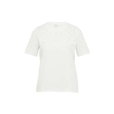Afbeelding van s.Oliver MIT Schmuckperlen IM Tshirt print, Dames, Maat: 36, Weiß
