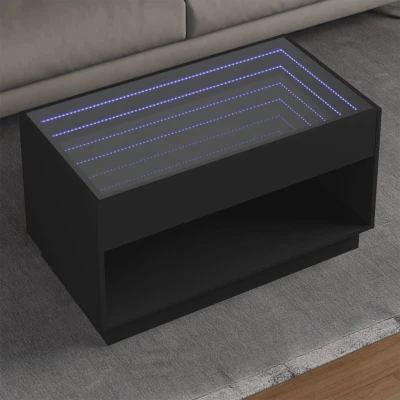 Afbeelding van Salontafel met Infinity LED 90x50x50 cm zwart