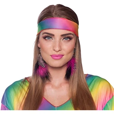 Afbeelding van Folat Hippie Earrings Magenta Carnaval kostuum accessoires