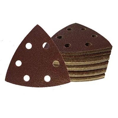 Afbeelding van 50 stuks klittenband schuurdriehoeken 93 x mm korrel 40 voor deltaschuurmachines 6 gaten