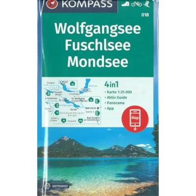 Afbeelding van KOMPASS Wanderkarte 018 Wolfgangsee, Fuschlsee, Mondsee 1:25.000