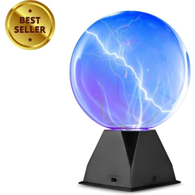 Afbeelding van Plasma bol Discolamp Plasmalamp Aanraak gevoelig Geluid Inclusief USB Adapter Blauw 21cm Medium