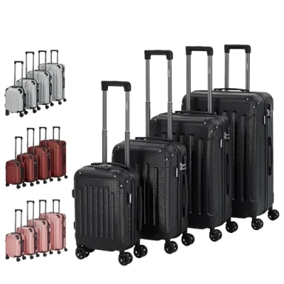 Afbeelding van AREBOS Set van 4 reiskoffers Hard shell koffers S M L XL Zwart