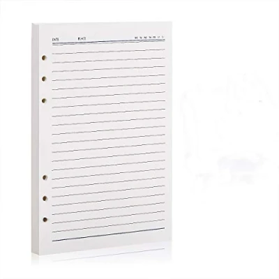 Afbeelding van Minlna A5 navulbaar leren notitieboek, 200 dikke pagina&#039;s, klassiek gelinieerd, met vak en penhouder, kan als cadeau worden gegeven, wit