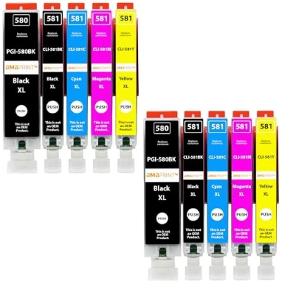 Afbeelding van Happy Printer 10XL cartridges compatibel met Canon PGI 580 CLI 581 voor Pixma TR7500 TR7550 TR8550 TS6100 TS6150 TS6151 TS6250 TS6251 TS6350 TS6351 TS705 TS9540 TS9541 c TS9550 TS9551c
