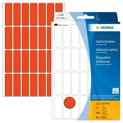Afbeelding van Etiket HERMA 2362 13x40mm rood 896stuks