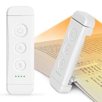 Afbeelding van Glocusent oplaadbare leeslamp, leeslamp voor in bed, 3 warme kleuren, 5 helderheidsinstellingen, compact en duurzaam, cadeau lezers kinderen (wit)
