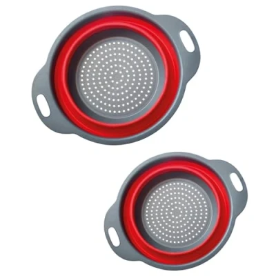 Afbeelding van Westmark Zeefset, 2 delig, opvouwbaar, 1 x elk, 22 cm en 18,5 cm, kunststof, antraciet/rood, 212222E6