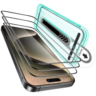 Afbeelding van ESR Armorite 3 stuks displaybeschermfolie van gehard glas voor iPhone 15 Pro Max met 1 set individuele camerabescherming