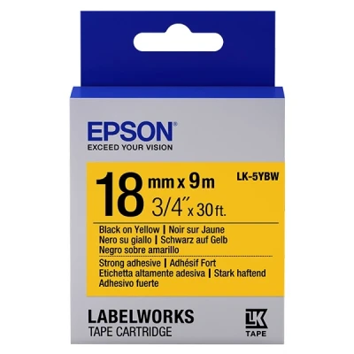 Image de EPSON LK 5YBW Adhésif Fort Noir sur Jaune 18mmx9m